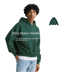 Sudadera con Capucha KT350 con Logotipo Personalizado para Hombre, Otoño/Invierno 2025, Corte Cuadrado Corto, Holgada, Lisa, 100% Algodón, Felpa Gruesa de 460g - Product Image 3