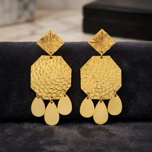 Handmade Brass Stud Earrings Rhodium Plated Unisex Fashion <b>Boho</b> Ethnic Earrings - Product Image 2