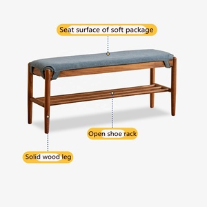 JIAMUJIA - Banco de Madera Maciza Moderno para Entrada o Escuela, con Funda Extraíble y Almacenamiento, Reposapiés de Madera de Alta Calidad - Product Image 5