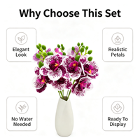 Vente en gros de fleurs artificielles, orchidées Phalaenopsis, branches artificielles, fleurs en latex au toucher réel, plantes Phalaenopsis pour la décoration