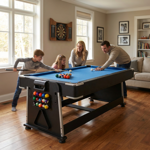 Table de jeu multifonction 4 en 1 personnalisée de 7 pieds avec ping-pong, hockey sur <span class=keywords><strong>air</strong></span> et plateau de salle à manger, table de <span class=keywords><strong>billard</strong></span> 4 en 1 - Product Image 2
