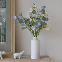 Real Touch Latex Eucalyptus Décoratif Plantes Artificielles Verdure Mariage Argent Feuilles Branches Tiges pour Noël Thanksgiving