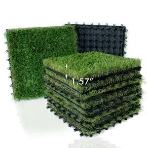 Shangpin 30*30cm דשא דשא פנל פאזל מזויף דשא עם שדרוג שלובים מערכת ניקוז עצמי מלאכותי דשא אריח