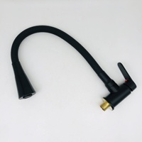 Robinet mural noir en céramique pour piscine, pistolet pulvérisateur, eau froide uniquement, bec allongé pour balcon, douchette moderne rotative