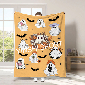 Yinshi 3000 + Thiết Kế Halloween Mèo Đen Bí Ngô Ánh Sáng In Chăn Mềm Lông Cừu Flannel Sofa Giường Ghế Ghế Ném Chăn - Product Image 2