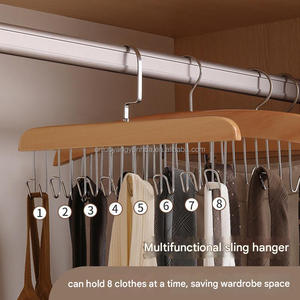 Multifuncional 8 ganchos estante de madera abrigo camisa titular hogar armario corbata cinturón bufanda colgador de ropa organizador - Product Image 2