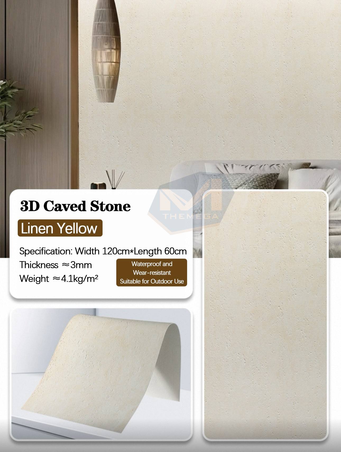 Travertin 3D (Croquis Linéaire Jaune)