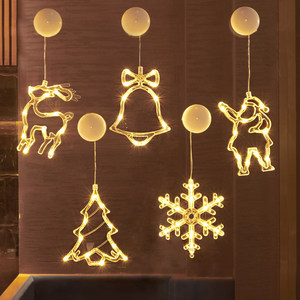 Adorno Navideño LED para Ventana, Santa Claus y Copo de Nieve Colgantes con Ventosa, Decoración para el Hogar de PVC, Funciona con Pilas, IP44, Regalos de Año Nuevo - Product Image 1