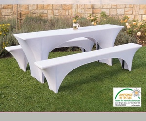 Cubierta elástica blanca para mesa de <span class=keywords><strong>cerveza</strong></span>, Juego de 3 piezas, cubierta para tienda de <span class=keywords><strong>cerveza</strong></span>, ancho de mesa de 50cm o 70cm - Product Image 2