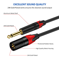 Kabel Mikrofon Interkoneksi Seimbang 6.35mm TS ke XLR Male Nylon Braid Quarter Inch ke XLR Male, Kabel Patch 1/4" ke XLR