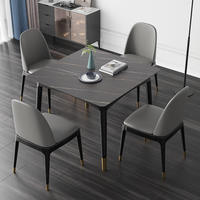 Ensemble de table à manger de luxe pour 4 personnes, surface en pierre frittée durable, mobilier moderne pour la maison, ensemble de table et de chaises à manger idéal