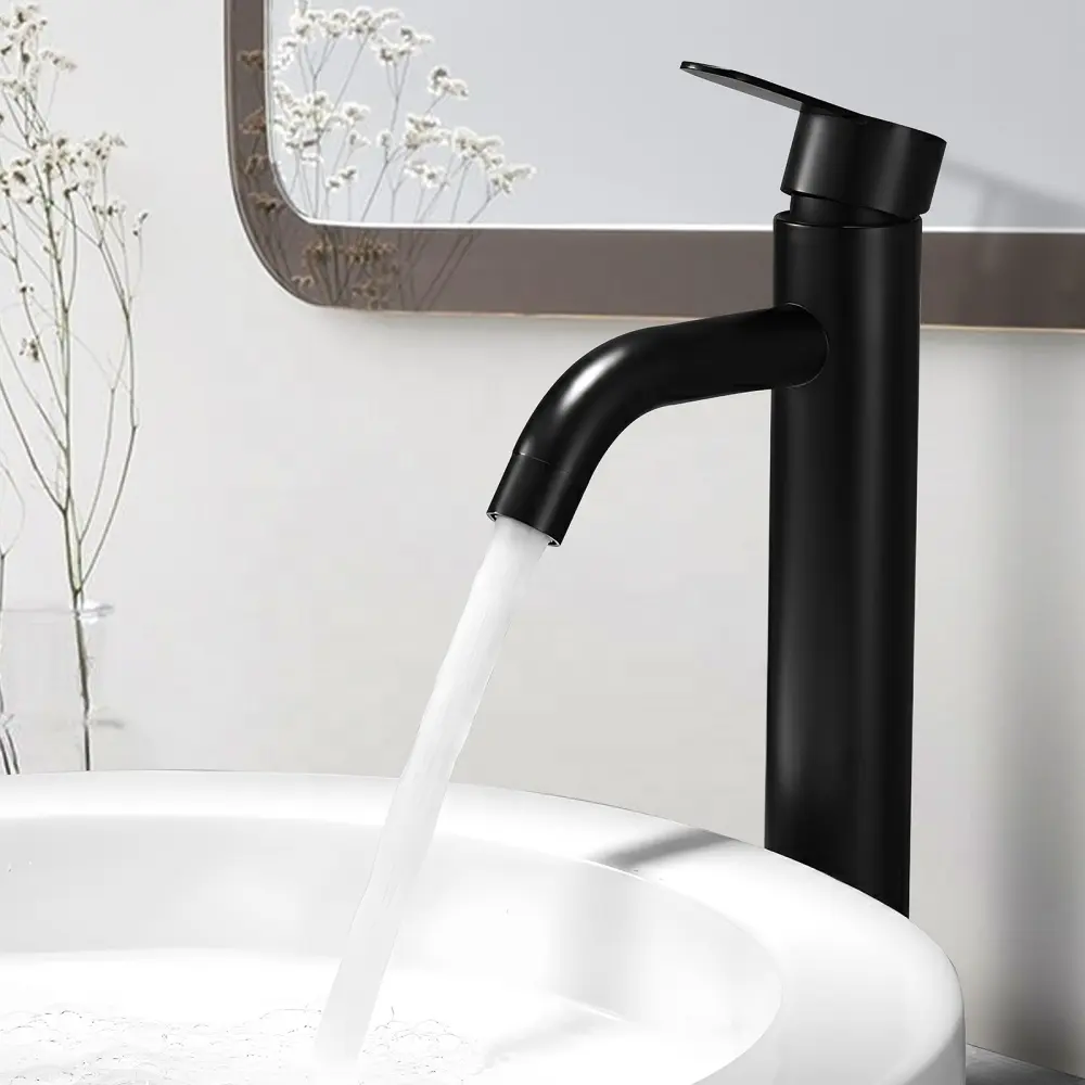 New Products Design Tall Black Single Hole Modern Hot And Cold Water Mixer Water Shower Bath Water Basin Faucet Bathroom