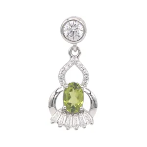 High Quality 925 Sterling Silver Gourd Shaped Pendant with Natural Oval Peridot Gemstone Olivine Necklace Jewelry Fine Jewelry