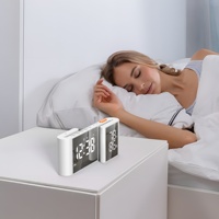 Neuer Moderner S-förmiger Digitaler Wecker mit Doppelbildschirm, Radio und Dimmer für Heimdekoration und Büro