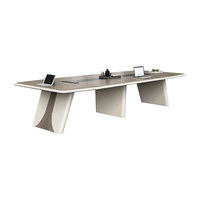 Grande table de réunion rectangulaire moderne pour réception et négociation, ensemble de table de conférence simple en bois laqué avec grande bande décorative
