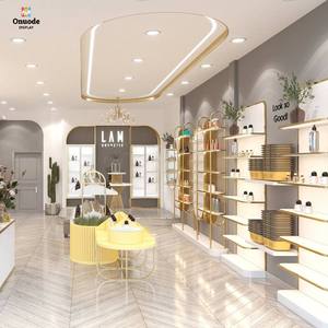 Exhibidor de Cosméticos Ecológico de MDF y Acero Inoxidable |   Muebles de Maquillaje Personalizados |   Exhibidor de Perfumes LED con Diseño Reciclable para - Product Image 1