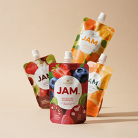 Emballage personnalisé pour assaisonnements, purée de fruits, beurre de cacahuète, sachet souple, sauce chili soja, doypack, sachet à bec verseur, sachet de confiture