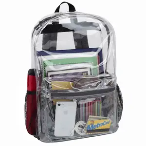Heavy Duty PVC Transparent book bag Reinforced Straps Clear Backpack for Stadium School