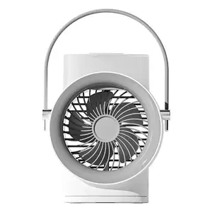 2024 Nieuwe Automatische Rotatie Desktop Airconditioningventilator 4000Mah Oplaadbare Watermistventilator Met Warm Nachtlampje En Aromatherapie Func