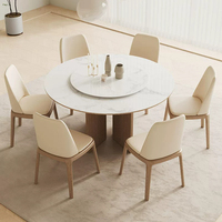 Table à manger extensible moderne et élégante avec plateau en verre trempé rond, 8 places, pieds en plastique et garantie de 3 ans par Shengxuan