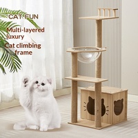 Miaupro Arbre à chat multi-niveaux luxueux en bois avec lit intégré et capsule spatiale, adapté à toutes les saisons