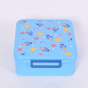 Kids Student Square Plastic Bento <strong>Box</strong> 4 Compartments Leak-Proof Two Temperature Zones 800-1000ml Capacity Vacuum Insulated Lids - Product Image 5