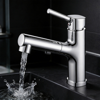 Robinet extractible monotrou personnalisé avec poignée unique en laiton gris anthracite, idéal pour salles de bain et cuisines