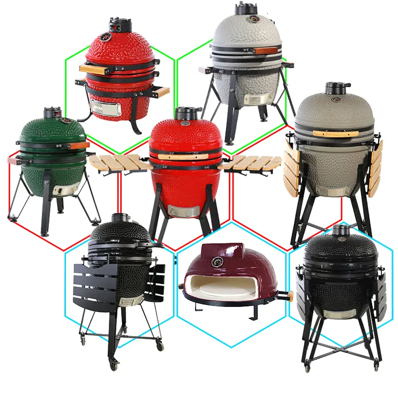 Phổ biến bán buôn 15 16 19 22 25 inch than Kamado thịt nướng hút thuốc lò gốm BBQ nướng