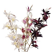 Fleurs artificielles en soie Dendrobium faites à la main avec un toucher naturel pour la décoration de la maison, des mariages, d'Halloween et de Noël, et pour la photographie