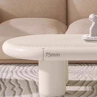 Table basse en bois blanc crème ovale Table à thé incurvée Meubles de maison