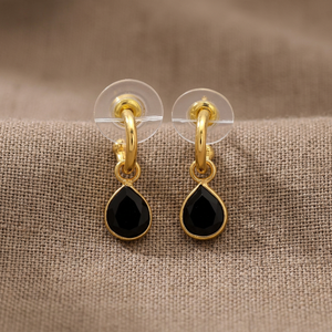 Boucles d'oreilles pendantes en calcédoine rose plaquées or, style minimaliste tendance, petites créoles unisexes Jaipur - Product Image 3