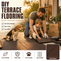 Dalles de terrasse WPC à clipser, sans éclats, sans danger pour les enfants et les animaux, aspect bois, pour extérieur, jardin, piscine, 300x300mm, ÉCO