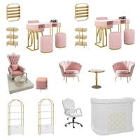 Ensemble de meubles de salon de manucure moderne chaise de pédicure et ensemble de table de manucure en verre