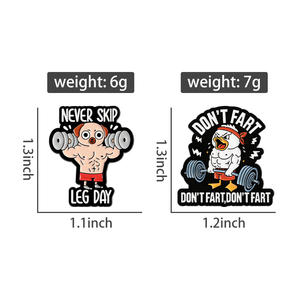 Broches de Esmalte con Humor de Gimnasio, Perro y Pato, Nunca Dejar de Entrenar las Piernas, Meme de Fitness, Joyería Divertida para el Uso Diario de los Amantes del Ejercicio, Venta al por Mayor - Product Image 6