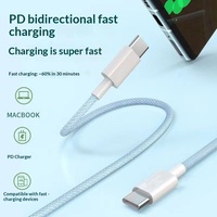 Câble de charge rapide PD 30W double Type C, câble USB C vers USB C tressé Macaron, transfert de données 480 Mbps pour téléphone portable, ordinateur portable