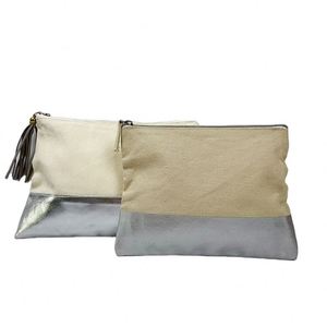 Wholesale Custom Logo Organic Cotton Canvas Large Portable Makeup Bag Women's Travel Pouch Zipper <b>Pc</b> Fabric <b>Case</b> Fashion Daily - Product Image 1