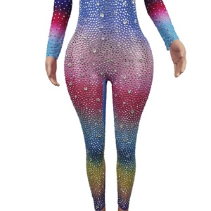 Body Sexy de Color Caramelo con Diamantes de Imitación para Club Nocturno, Mamelucos Ajustados para <span class=keywords><strong>Fiesta</strong></span> de Cumpleaños, Ropa de Actuación, Monos de Diamantes de <span class=keywords><strong>Talla</strong></span> <span class=keywords><strong>Grande</strong></span> para Mujer - Product Image 5