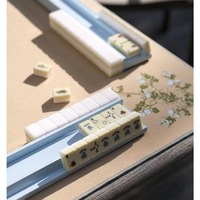 Jeu de tuiles de mahjong Brooklyn Sidney en acrylique crème de luxe, 160 tuiles, ensemble américain avec tapis bkmahjong