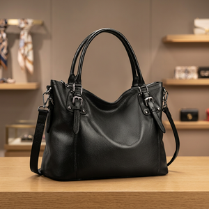 Pochette de luxe pour femme en cuir véritable, deux sangles (épaule/bandoulière), fermeture éclair étanche, capacité 3L+, mode plage - Product Image 1