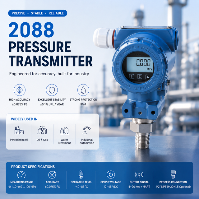 Domestic 2088 Industrial Pressure Transmitter Smart Pressure Sensor with 4-20mA Hart Protocol