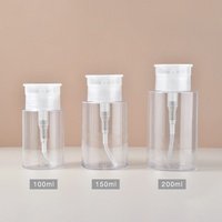 Bouteille Pompe en Plastique Vide Rechargeable pour Dissolvant à Ongles, Distributeur Transparent Résistant à l'Acétone pour Nail Art
