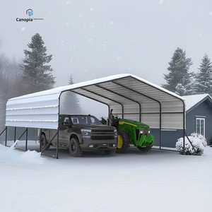 Su misura semplice stile cortile mobile all'aperto Carport zincato telaio in acciaio con tetto in lamiera per auto parcheggio privato - Product Image 1
