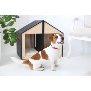 Pet Pet için Modern ev iç mekan mobilyası çift kapı ahşap kedi köpek evi mağara Mat köpekler kediler ahşap köpek kulübesi sandık Pet yatak - Product Image 2