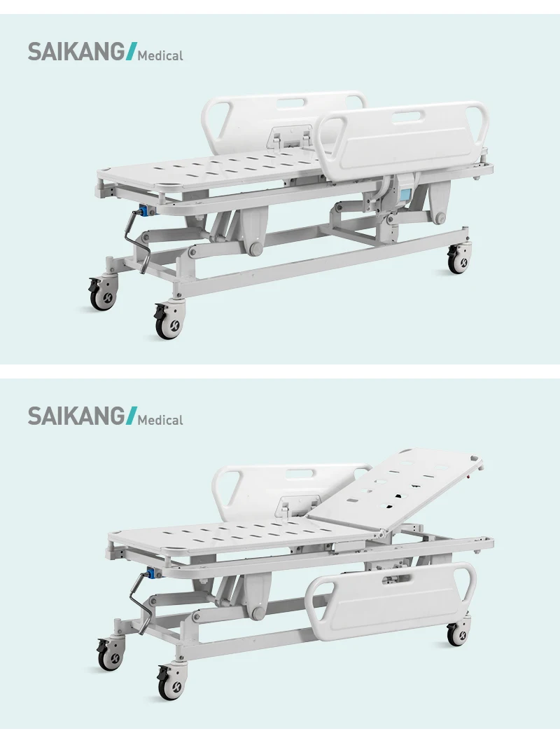 SKB038-2 SAIKANG Wholesale Metal Simple Foldable Emergency Ambulance Hospital Patient Stretcher Trolley
