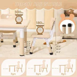 Ensemble <span class=keywords><strong>table</strong></span> et chaise en plastique pour enfants SINKIPA, réglable en hauteur, pour maternelle, école, salle de classe, mobilier pour enfants - Product Image 3