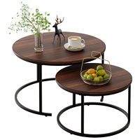 Table basse moderne et écologique en fer et bois massif avec plateau en marbre pour le salon