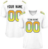 Maillot de football pour homme, blanc, col en V, manches courtes, maille sublimée, dégradé de couleurs, numéro 00, nom de l'équipe, votre nom, unisexe, adulte