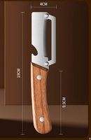 Handmatige roestvrijstalen 3-in-1 flesopener, groenteschiller, multifunctioneel keukengereedschap, handvat van kunststof hout