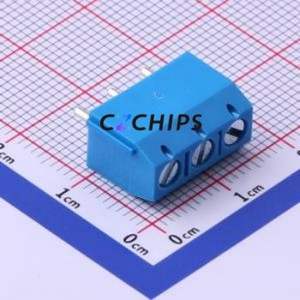 XY301V-A-5.0-3P Screw Terminal Block Through hole Component (THT),P=5mm Connector 1x3P 5mm Blue Through Hole - Product Image 2