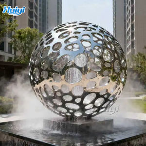 Grande boule en métal poli pour décoration de jardin, sculpture de boule creuse en acier inoxydable - Product Image 1